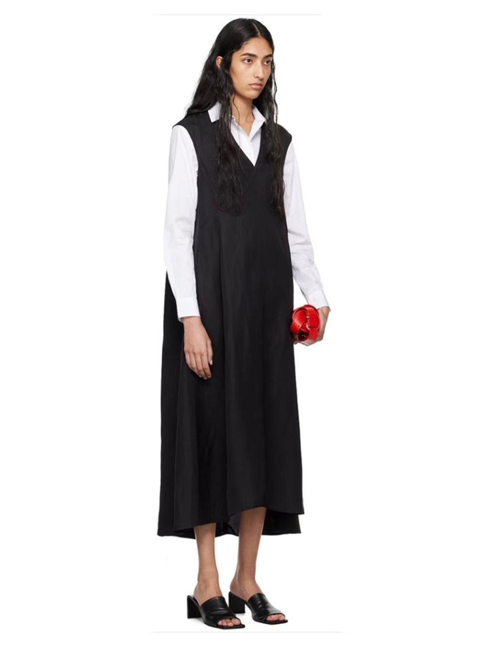 NWT Studio Nicholson black beck maxi dress viscose linen UK 10 M L O/S